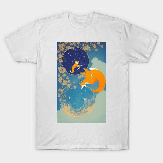 Flower Floral Fox Yoga Beauty T-Shirt by ShopSunday